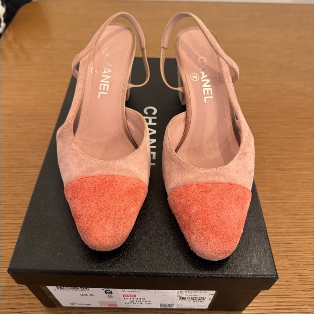 CHANEL Women's Pink and Orange Slingback Heels